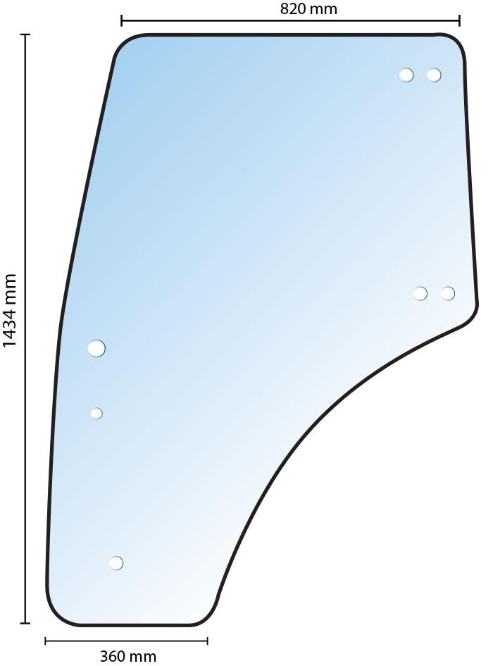 44077, Glass New Holland T4 T5 Series Door LH QTP