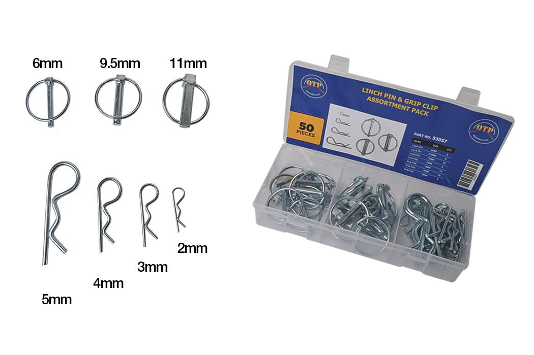 S13447, Linch Pin & Grip Clip Assortment Pack Qty 50 QTP