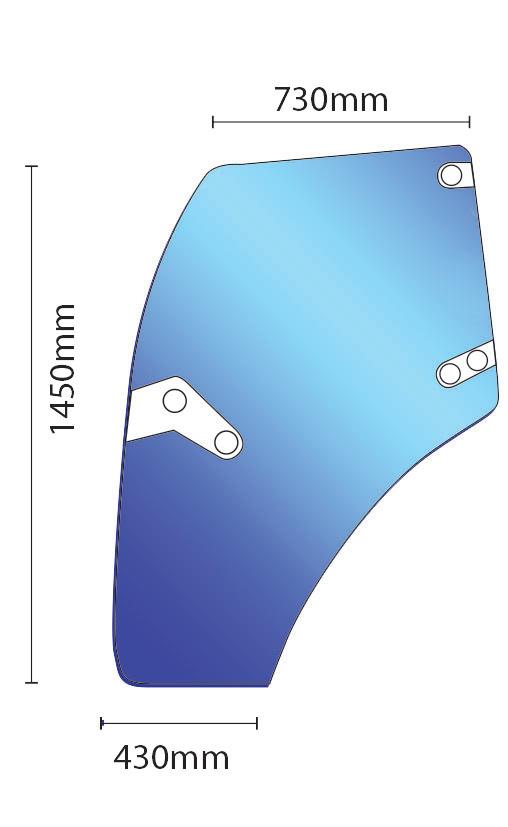 00121433020, Door Glass Curved Deutz Agrotron K Series LH QTP