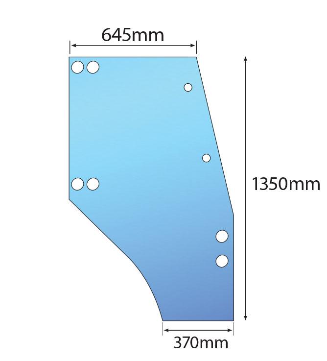 54040, Glass Door RH Window 8 Holes Deutz Agroprima QTP