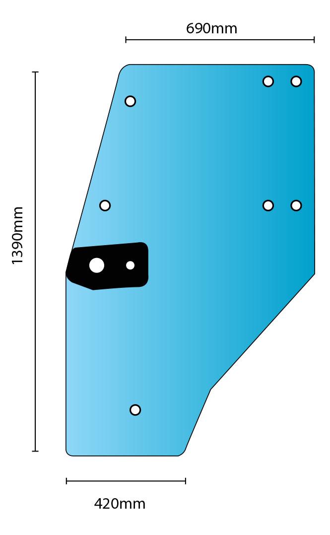 S 101982, Glass Deutz Agroprima Agroxtra DX LH Door QTP