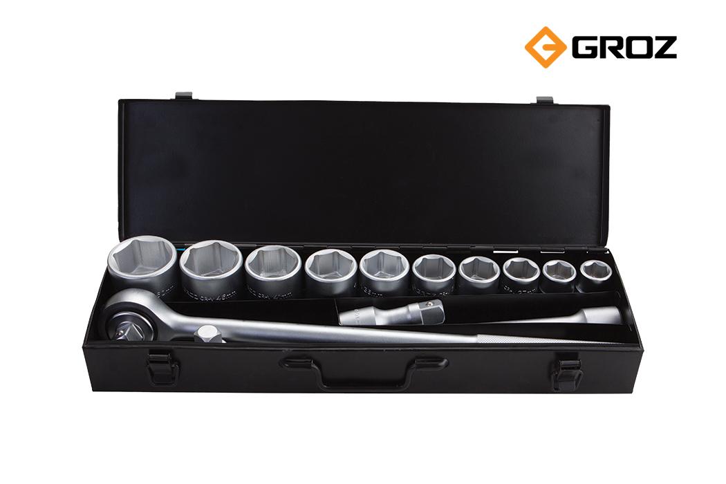 56308, Socket Set 3/4 Dr Hex Socket 22mm-50mm 14pc In Metal Case QTP