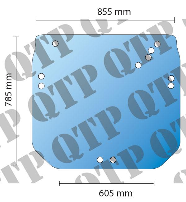 26/4072-110T, Glass John Deere 5220 5320 5420 5520 5620 5820 Rear Upper 11 Holes QTP