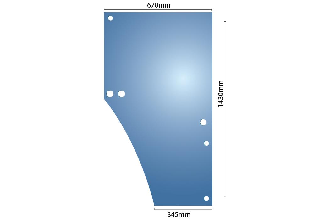 650886606, Glass John Deere 00 10 20 30 RH Door QTP