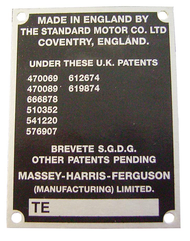 62457, Tractor Badge 20D Serial Number QTP