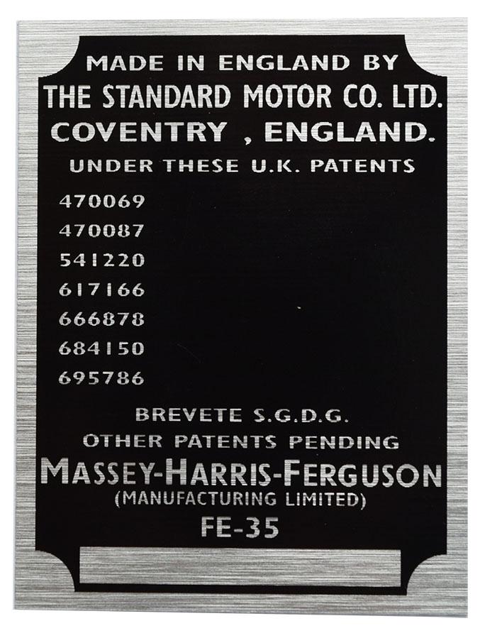 62495, Tractor Badge Serial No FE 35 QTP