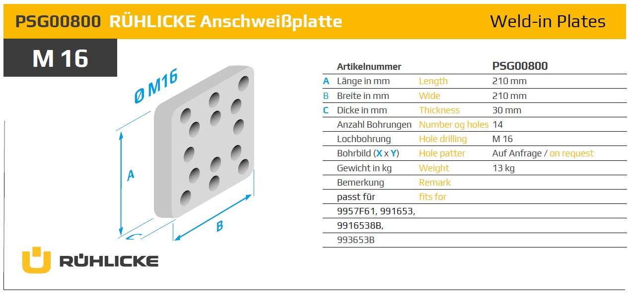 PSG00800, Weld-in plate Ruehlicke GmBH